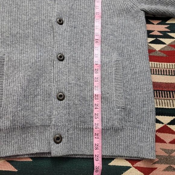 Express Gray Wool Blend Chunky Knit Shawl Collar Cardigan Sz L Button Front - Picture 6 of 6